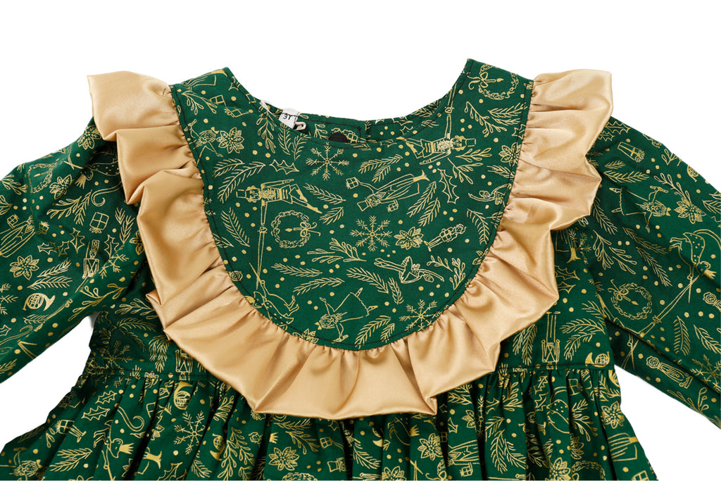 Christmas Green & Golden Dress