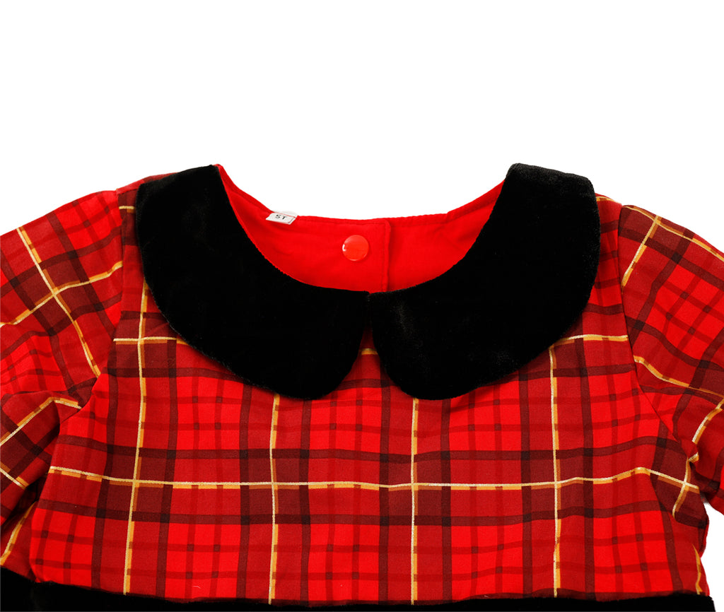 Red & Golden Squares Dress