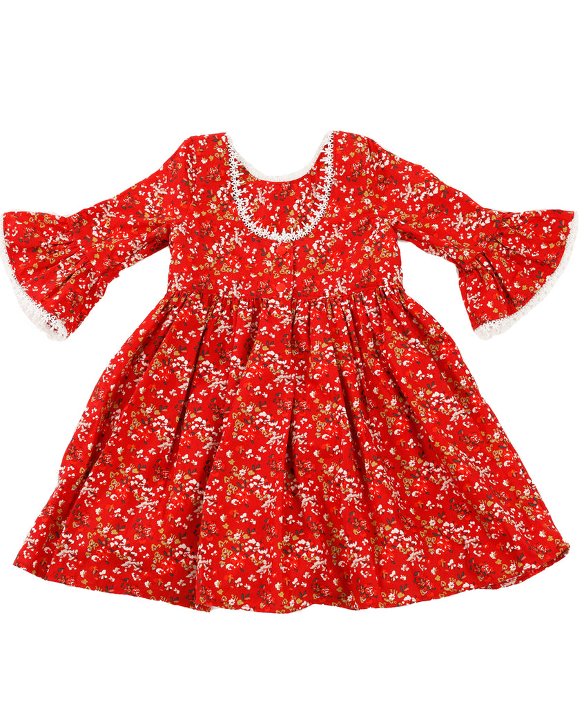 Red Wide Sleeves Dress